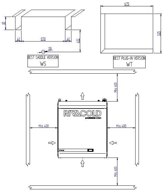 BYWT352MA80P11 Rivacold Wall Mounted Chiller 1ph- Nom: 3877 W - Image 3